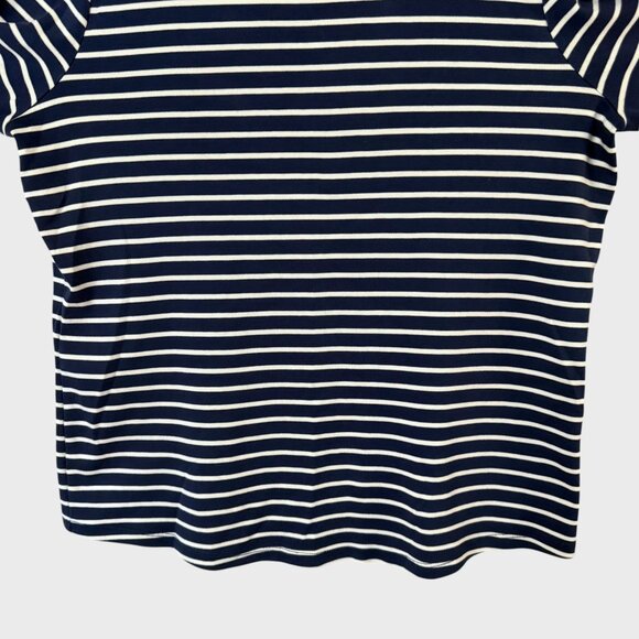 LL Bean Striped Pima Cotton Long-Sleeve Boatneck Top Blue & White Women's Large - Picture 6 of 10